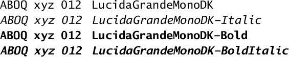 OpenType Lucida Grande Mono DK sample