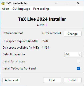 Basic installer screen (Windows)